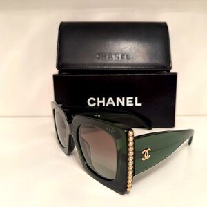 CHANEL Square Pearl Green Sunglasses - RARE!